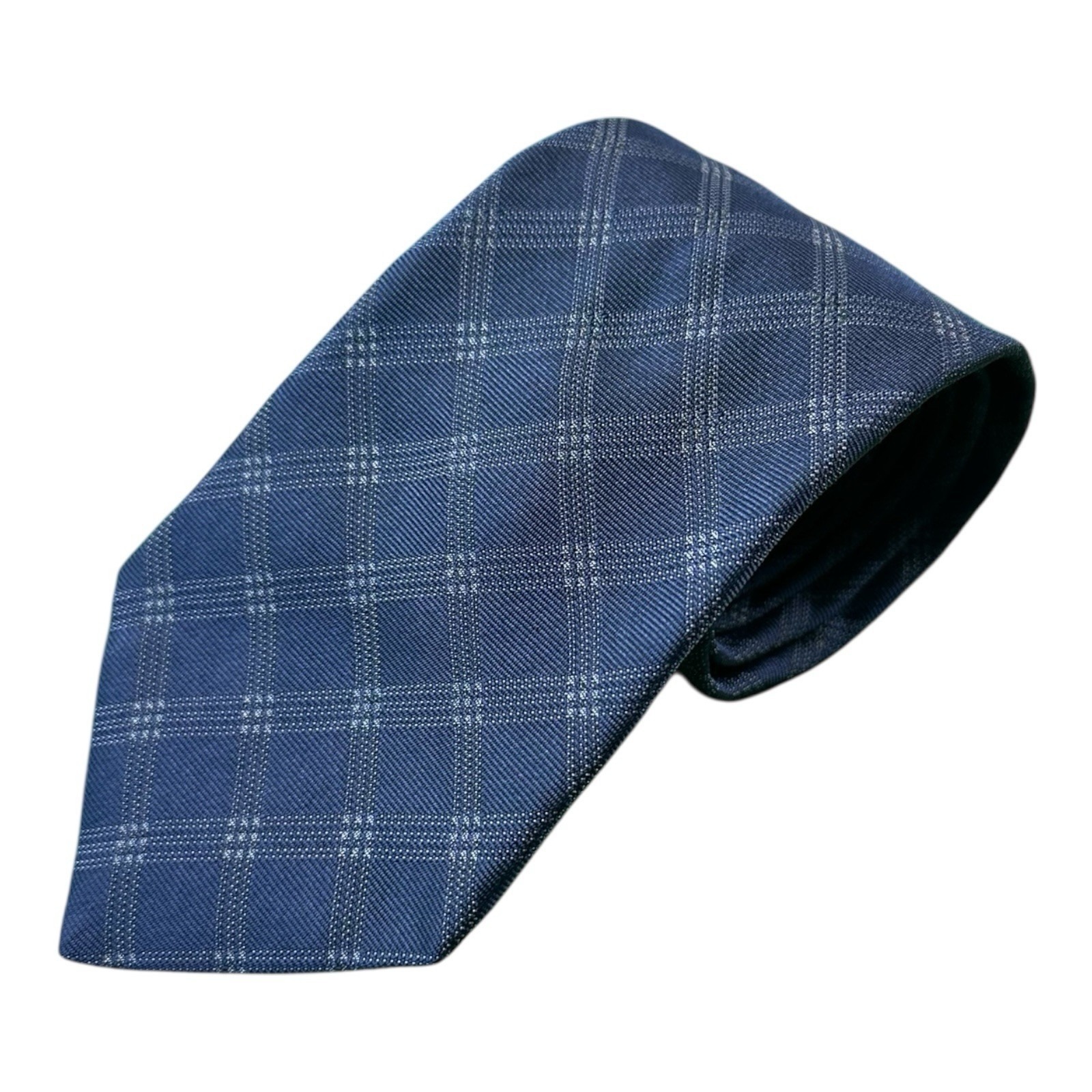 John Varvatos Blue Checked Pure Silk Mens Tie 325 Inch
